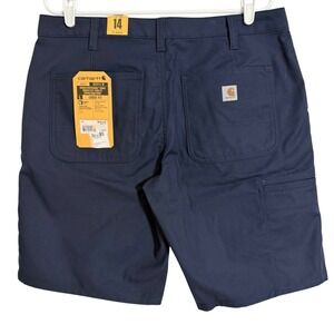Carhartt Women's Rugged Flex Blue Canvas Work Shorts Size 14 NWT 10" Inseam